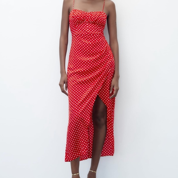 Zara Dresses Zara Limited Edition Red Polka Dot Midi Dress Poshmark